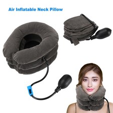 Adjustable inflatable cervical traction device, pain relief, neck stretching