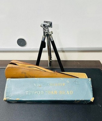 Vintage Vision-Master Tripod w/ Pan-Head, Geared Elevator & Original Case