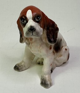 Lefton 4” Springer Spaniel Dog Figurine Sitting Bisque Porcelain H691