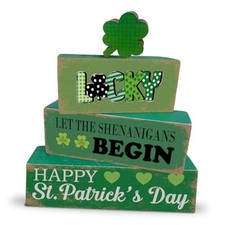 4 Pcs's Day Table Decoration Wooden Lucky Shamrocks Block Signs St. Patrick