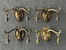 4 ANTIQUE ART NOUVEAU TWIN ARM WALL LIGHT LAMP SCONCES BRASS BRACKETS EDWARDIAN