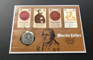 DDR Numisbrief Martin Luther 5 Mark 1983