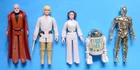 1979 KENNER STAR WARS NEW HOPE ACTION FIGURE LOT 9 LUKE LEIA OBIE WAN w WEAPONS