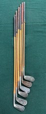 T12 Antique Lot 6 Thistle Mashie MacGregor Hickory Shaft Golf Club Set
