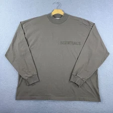Essentials Fear Of God Men's Long Sleeve Tee Beige Size Large Baggy Logo Street