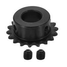 25 Chain Roller Sprocket 15mm Bore, 18 Tooth with Set Screws, Black