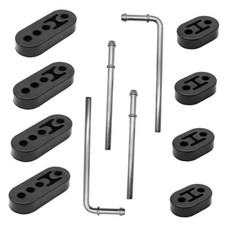 Rubber Exhaust Hangers Rod Set Heavy Duty 9" 90 Hanger Steel Black-12 Pcs