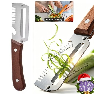 2 Pack  3 in 1 Vegetable Peeler with Wooden Handle,Stainless Steel Blade Peeler