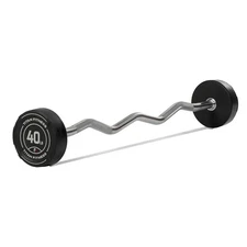 Titan Fitness 40 LB Rubber EZ Curl Fixed Barbell, Pre-Loaded Weight Bar