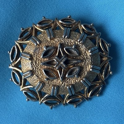 Original Brosche P&M Paris 60er Jahre Vintage vergoldet geometrisch Frankreich