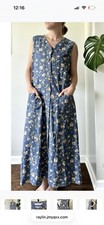 Vintage Pendleton Sz S Floral Dress Sleeveless Button Front Blue Portland Oregon