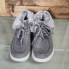 BOBS by Skechers Womens Gray Faux Fur Lined Slippers Shoes Size US 9.5 EU 39.5