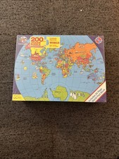 Vintage 1990 Roseart Landmark Map of the World 200pc Jigsaw Puzzle Fact Book New