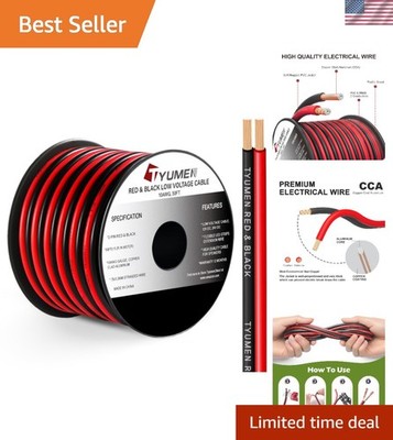 Durable 10 Gauge Red & Black Wire Spool - 50FT for Automotive & Home Projects