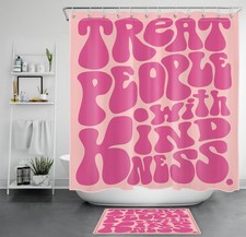 Cute Funny Better Late Than Ugly Pink Shower Curtain Set for Bathroom Decor