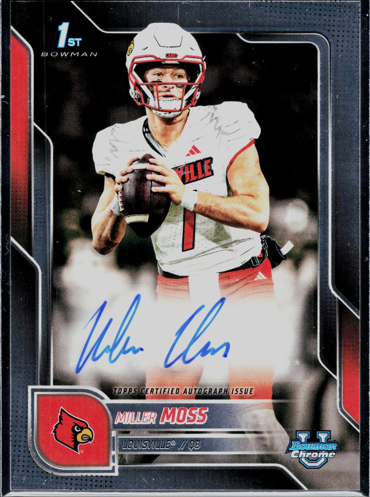 2025 Bowman University Chrome #BCA-MMO Miller Moss Chrome Prospect Autographs