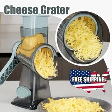 Manual Cheese Grater Round Drum Vegetable Slicer Shredder Kitchen Gadget