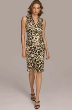 Donna Karan New York V-NECK LEOPARD MIDI DRESS - 14W NWT