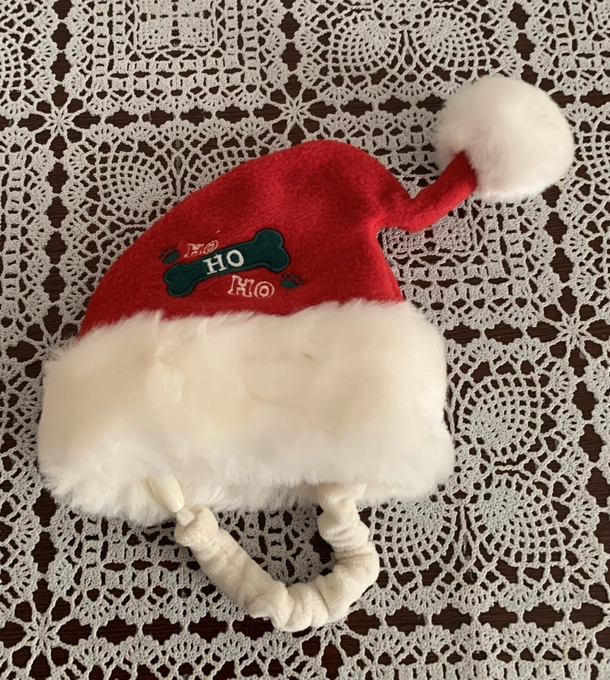 Old Navy Santa Claus Dog Cat Hat Small Adjustable Chin Strap Red White Ho Ho Ho - Image 1 of 4