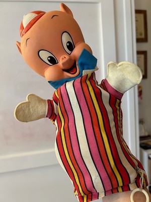 MATTEL TOYS LOONEY TUNES 15'' TALKING PORKY PIG Puppet - Talks Great! 1964