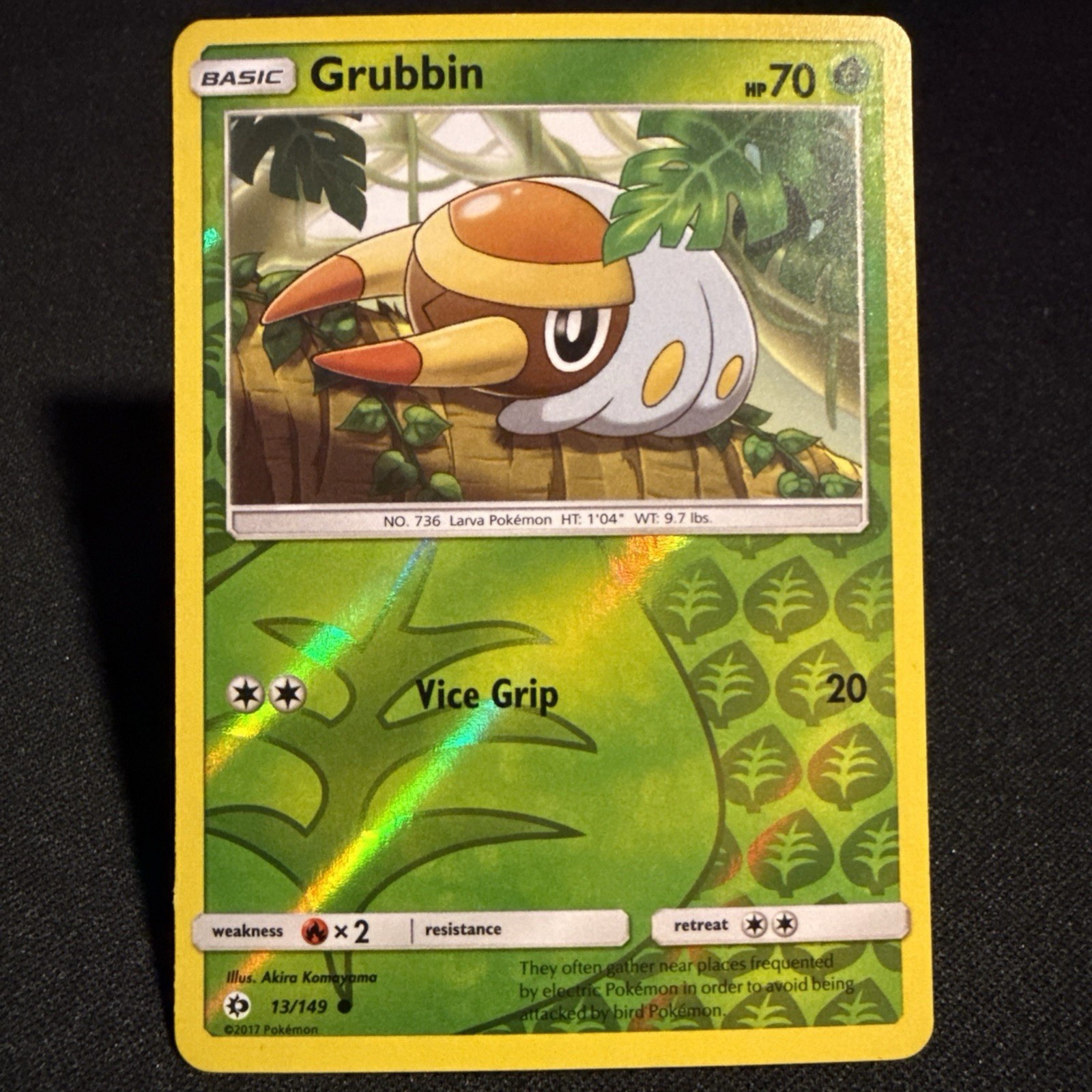 Grubbin Reverse Holo - 13/149 - Sun & Moon Base Pokemon 2017 - LP