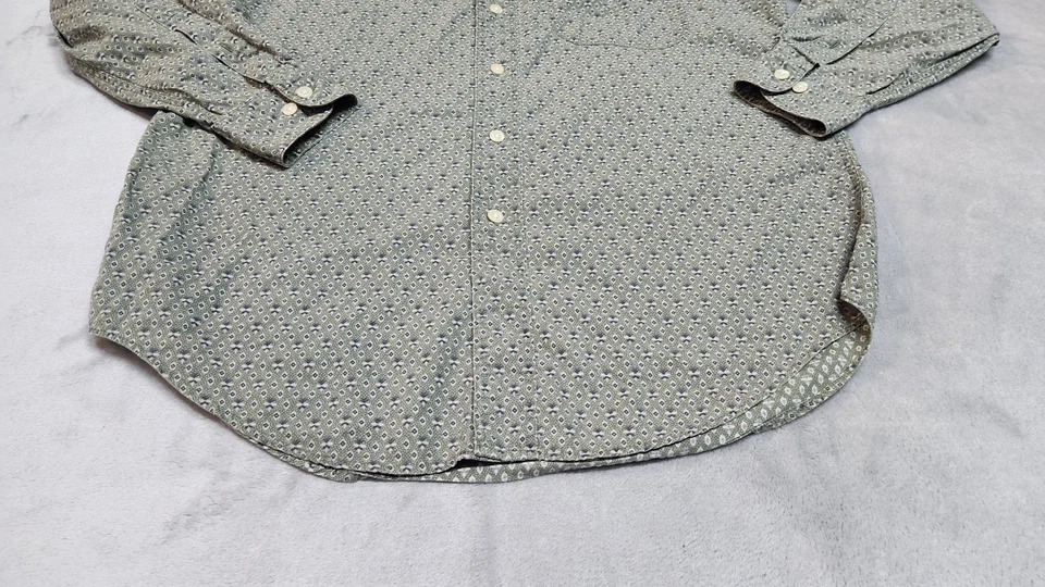 Camisa Geométrica Banana Republic Safari & Travel Para Hombre Pequeña 100% Algodón Verde Foto 3 de 4