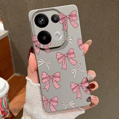 For Xiaomi Redmi Note 14 13 12 Pro Poco X6 13T Pink Bow Silicone Soft Case Cover