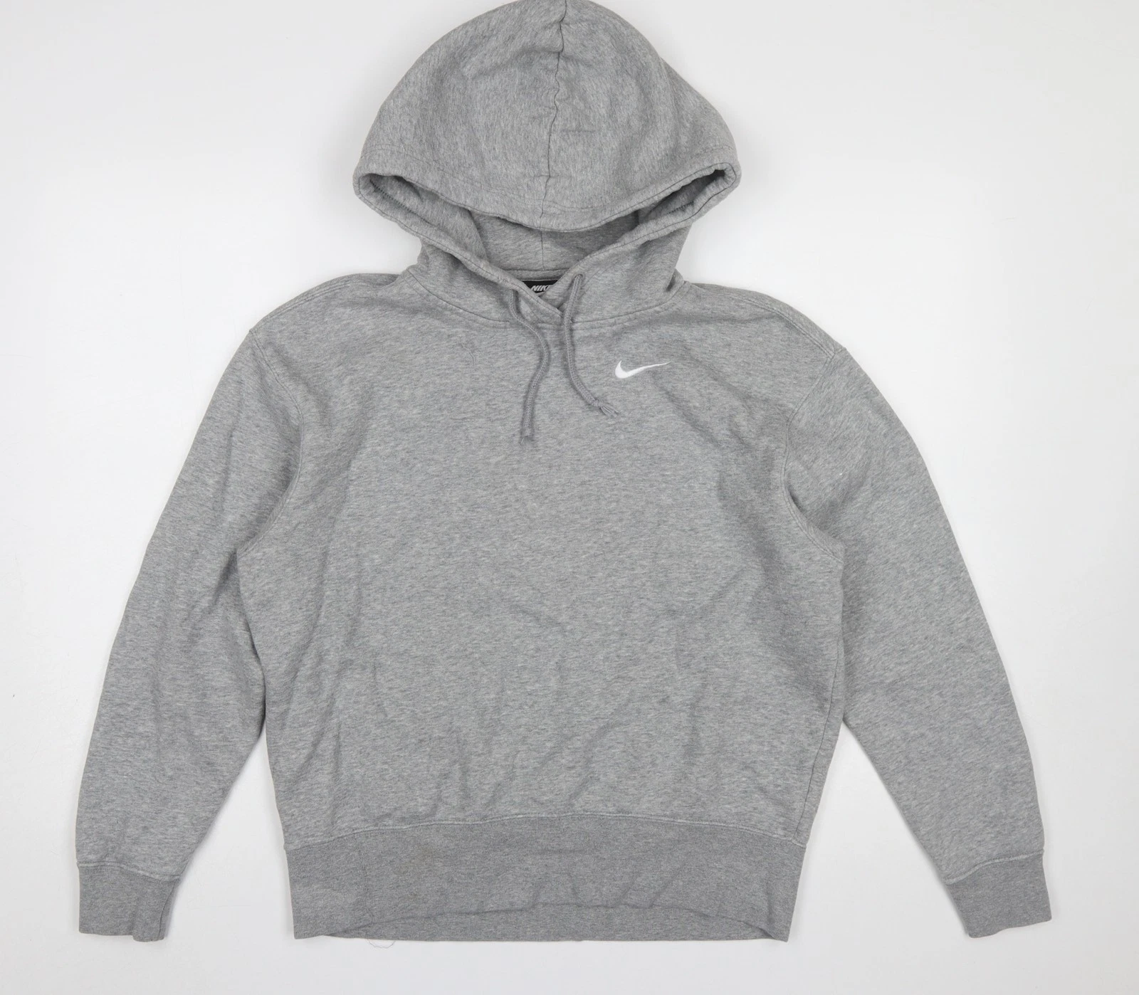 Nike Women Grey XS Pullover Hoodie Cotton Blend Logo Sweatshirt