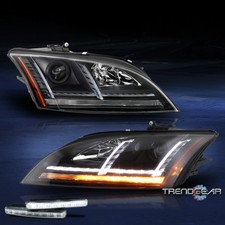For 2008-2014 Audi TT AFS/HID Projector Black Headlights Headlamp Lamp w/DRL Kit