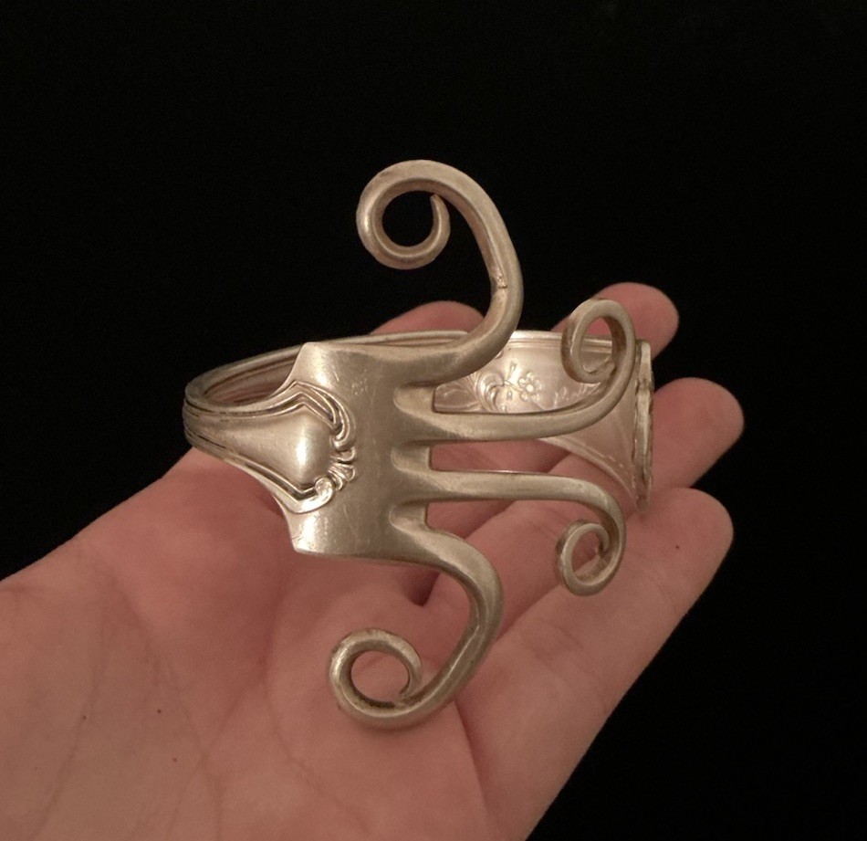 Vintage Artisan Solid Sterling Silver Floral Fork… - image 9