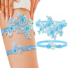 Wedding Leg Garter Belt Set White Lace Floral Garters Pearls Leg Accessories ...