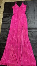 XSCAPE HOT PINK SEQUIN LONG DRESS Size 2