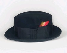 Vintage Dobbs Fifth Avenue New York Fedora Hat Size 7 1/8 L/O 1 7/8 Brim Black
