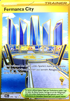 Pokemon Karte Fermanca City 244/182 Ewige Rivalen Near Mint Deutsch Trainer GOLD