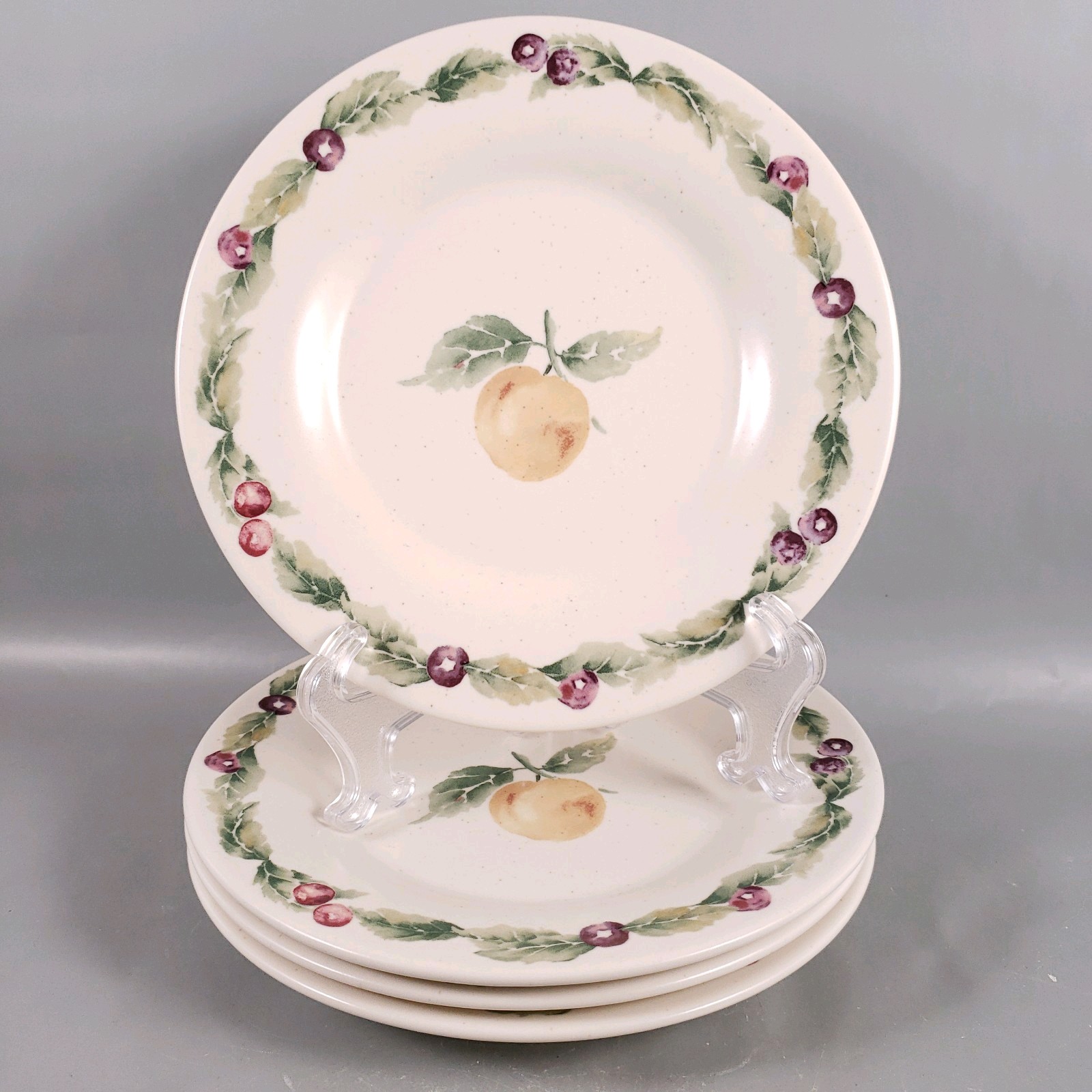PFALTZGRAFF Stoneware Jamberry Peach Fruit Salad Plates Set of 4
