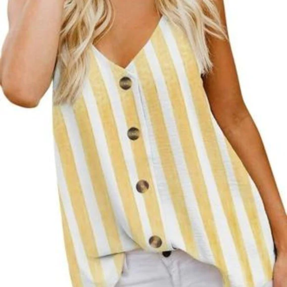 Lily Clothing Striped Button Down Top - Yellow | eBay