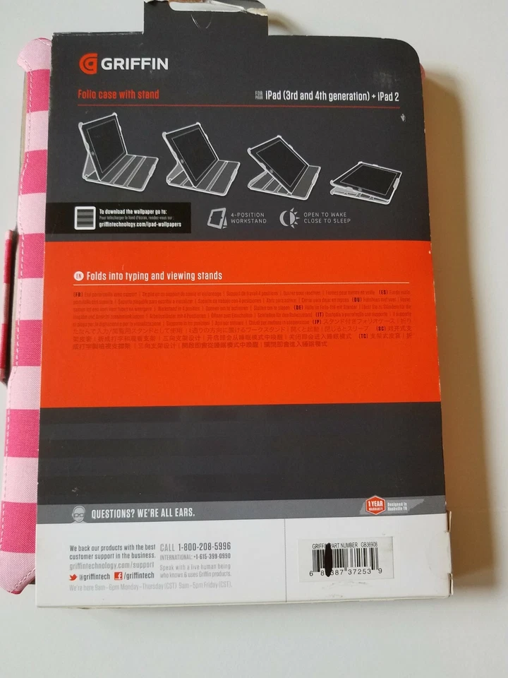 Griffin Folio Case Cabana Journal iPad 3rd, 4th Generation + iPad 2 Pink Stripe - Image 2 of 3