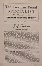 German Postal Specialist Sept 1960 Postal Rates 1919-1923 Tracking Down Forgers