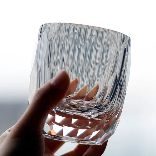 Bicchiere da whisky in cristallo Italia lucido taglio a mano bicchiere roccia 7 oz trasparente - Foto 10 di 14