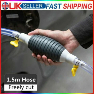 Hand Siphon Pump Petrol Diesel Water Oil Liquid Fuel Transfer Easy Use Pump UK
