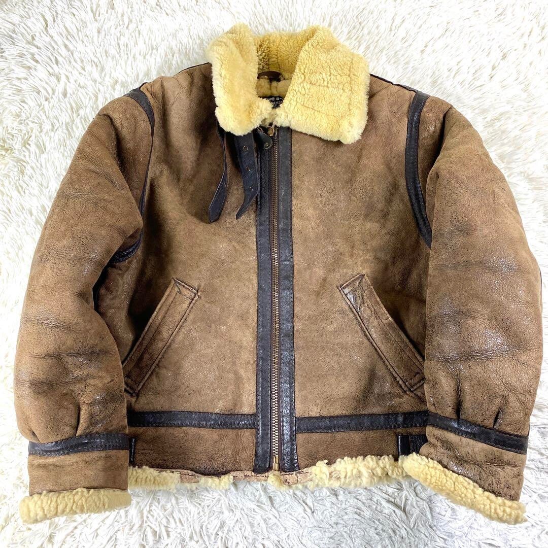Schott Type B-3 Flight Mouton Leather Jacket Size 42 Made in Schott Type B-3 Flight Mouton Leather Jacket Size 42 Made in