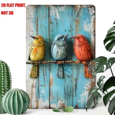 Metal Art-Birds on Branches Vintage Style Wall Hanging Rustic Metal Art 12"x8"