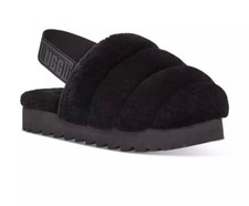 NIB UGG Women's 1121751 Super Fluff Slipper Slingback Sandals, size 10, Black