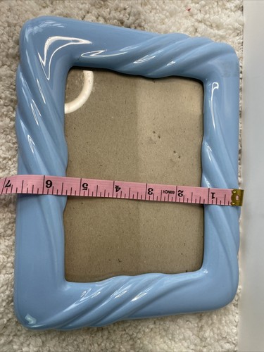 Vtg Ceramic Blue 5 x 7 Picture Frame ROC Taiwan Shelf Sitting Retro - Picture 5 of 5