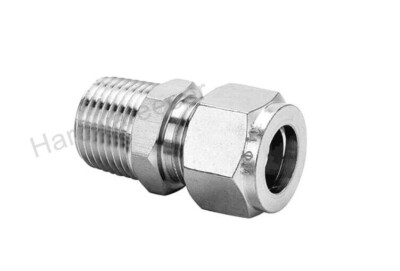 304SS Compression Fitting 3/8'' Tube OD x 3/8'' NPT Male Coupler Straight Adapter
