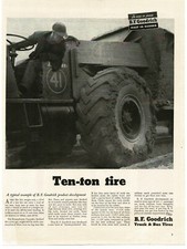 1944 B.F. Goodrich Big Tire on Earth Mover Grader Vintage Print Ad