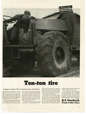 1944 B.F. Goodrich Big Tire on Earth Mover Grader Vintage Print Ad