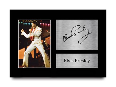 Elvis Presley signiert A4 gerahmt bedruckt Autogramm Poster Druck Musik Geschenk