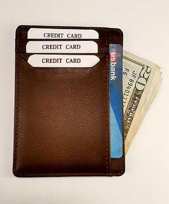 Top quality DARK BROWN Nappa leather front pocket mini wallet - RFID protected