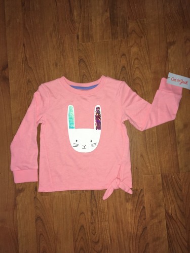 Mädchen Pouf von rosa - Wendepailletten - Hase Kaninchen Pullover - Mädchen XS 4/5 - Bild 4 von 7